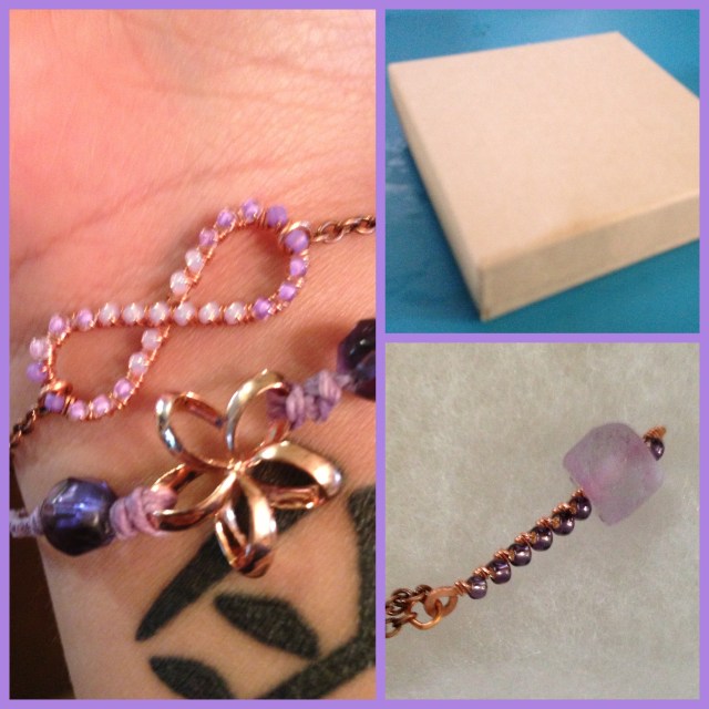 My ombre infinity and plumeria bracelets and the Thor inspired Mew Mew necklace!