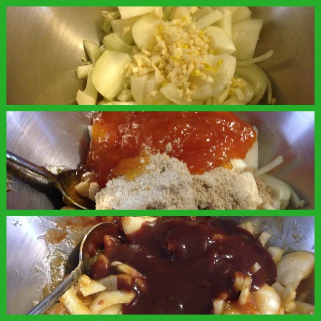 Onions. Apricot. Barbeque Sauce